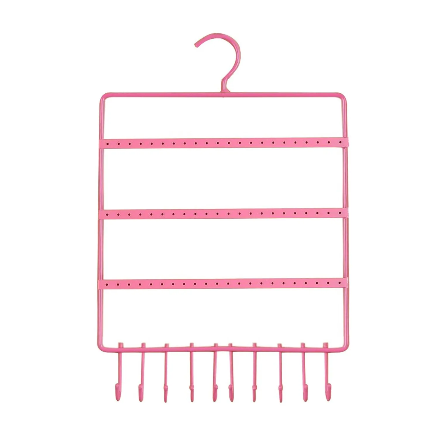 0594 Lightweight & Wall Mounted Earrings Organizer / HANGER for Tangle Free Hanging for Women, 66 Holes - 10 Hooks (metal)