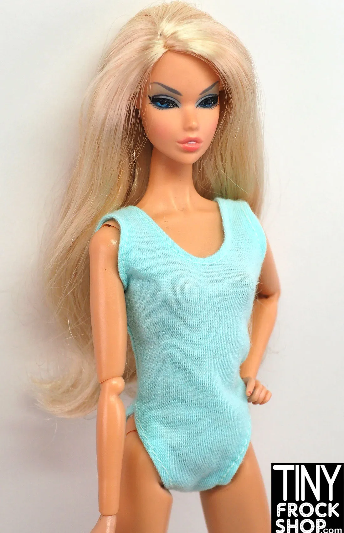 12" Fashion Doll Cotton Aqua Bodysuit