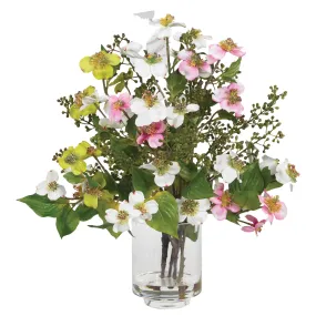 15" Artificial Dogwood Silk Flower Arrangement w/Vase - Low Maintenance, Life-Like & Vibrant Silk Flowers For Busy People.