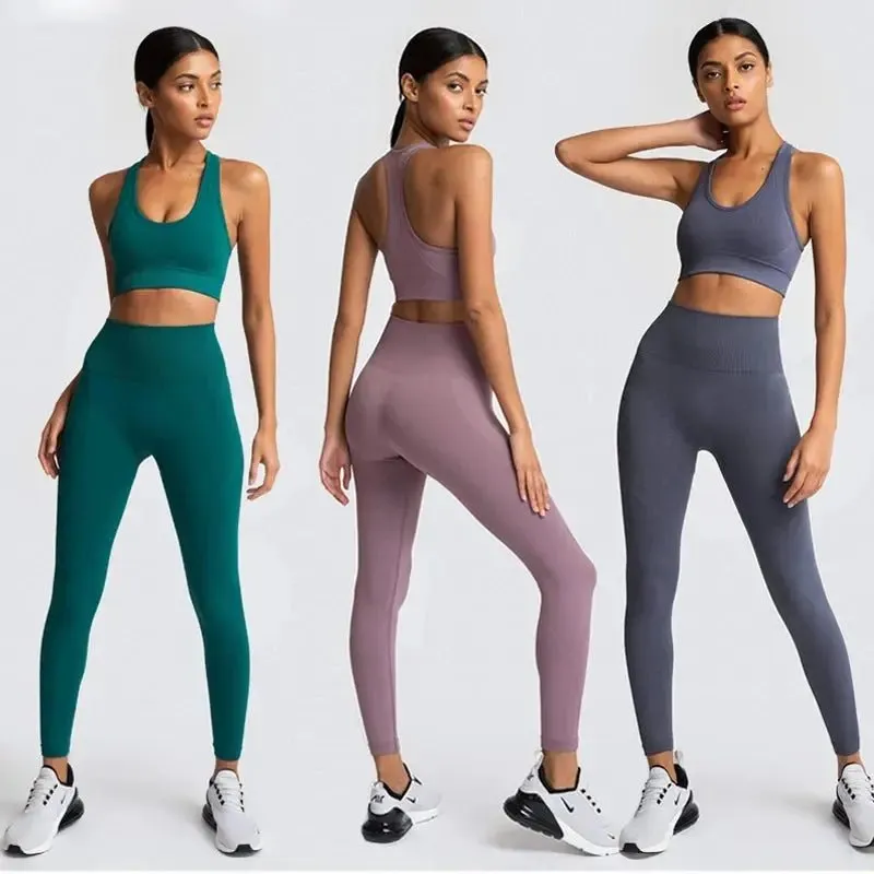 2 piece set 12 colours push up yoga bra high quality high waist leggings set