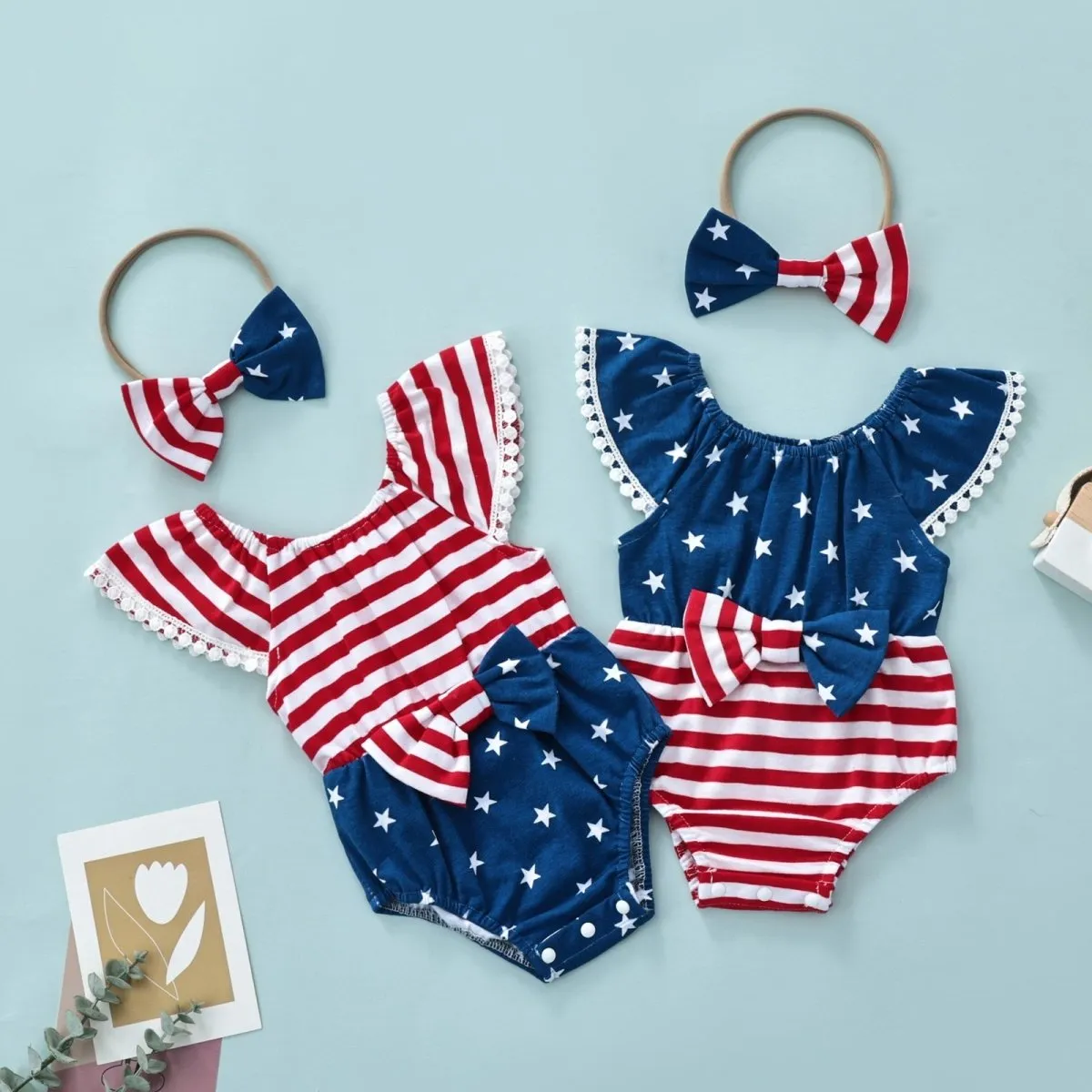 4th of July Bow Romper & Headband