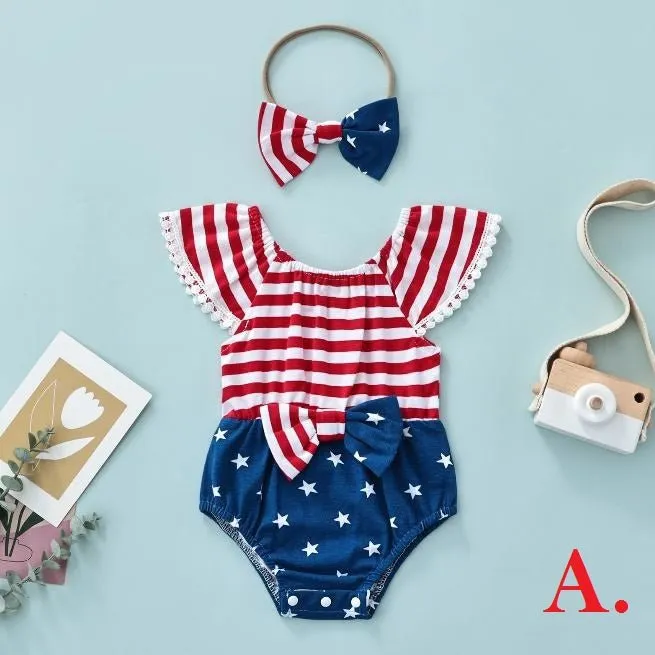 4th of July Bow Romper & Headband