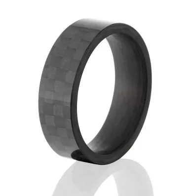 7mm wide Carbon Fiber Custom Ring with Comfort Fit design:7F-ACF