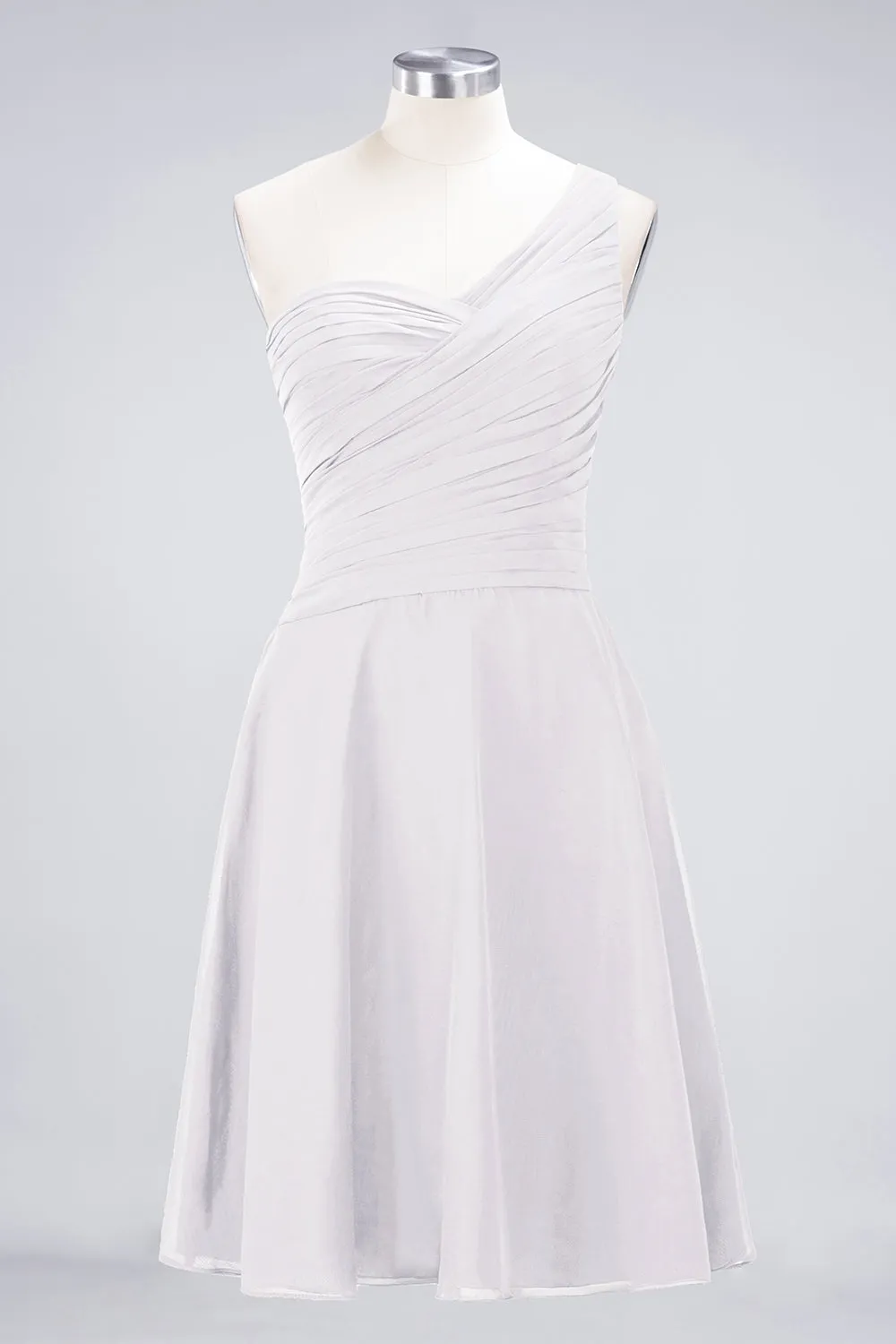 A-Line Chiffon One Shoulder Sweetheart Sleeveless Short Bridesmaid Dress