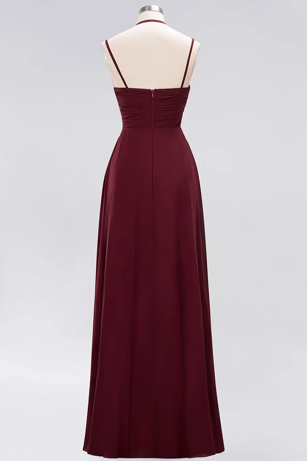 A-line Chiffon Spaghetti Straps Sleeveless Ruffles Long Bridesmaid Dresses