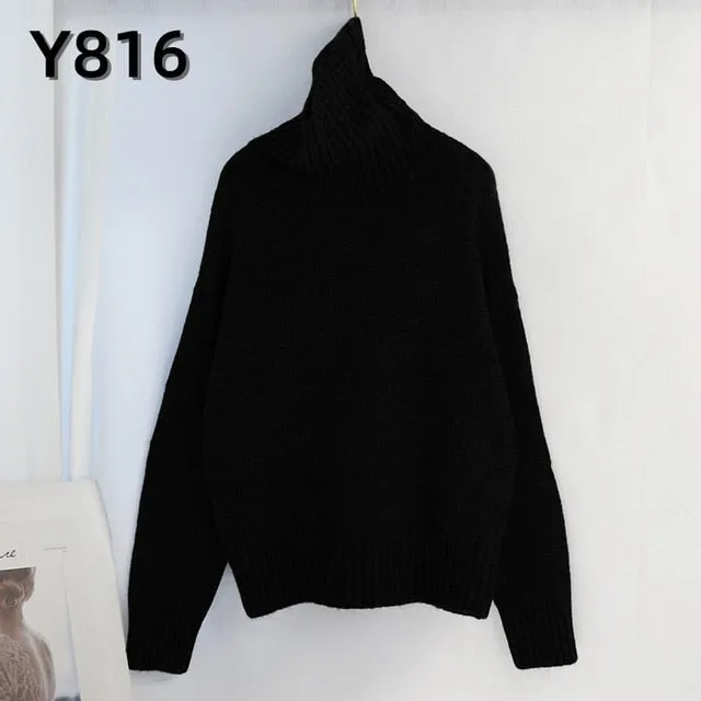 Aachoae Women Knitted Turtleneck Cashmere Sweater Pullover