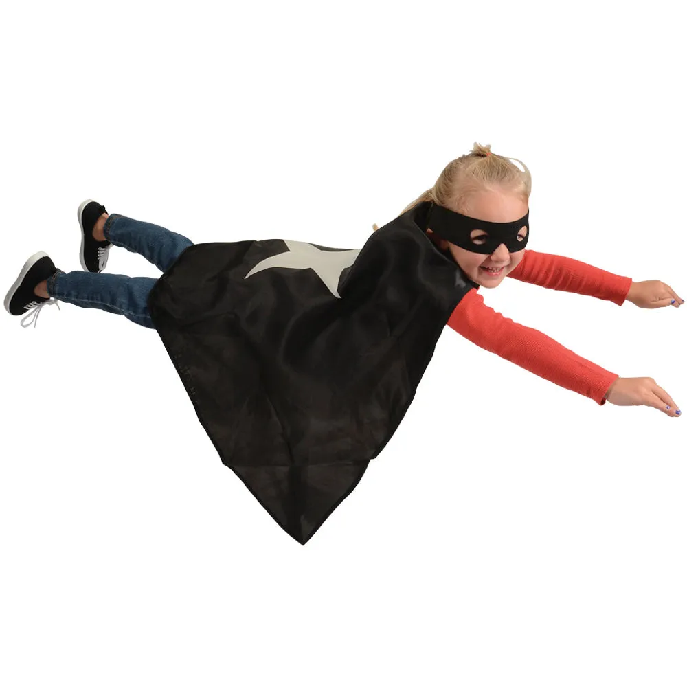 Adjustable Black Hero Cape & Mask Set