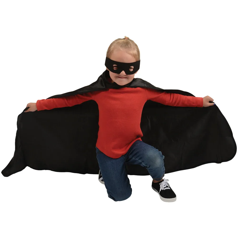 Adjustable Black Hero Cape & Mask Set