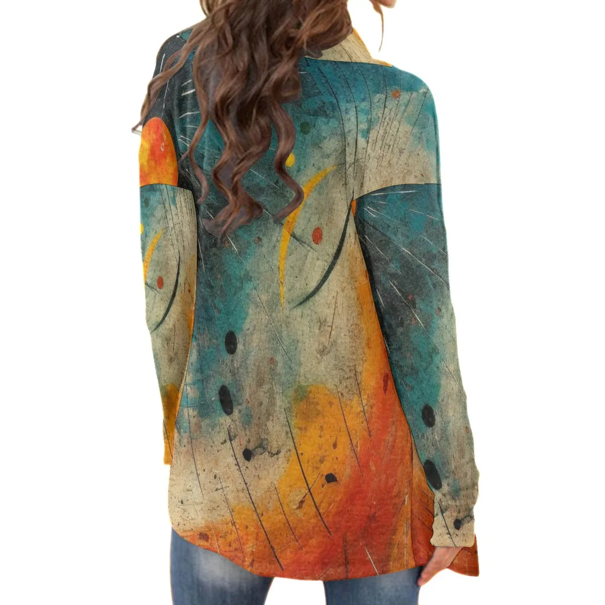 All-Over Print Women's Cardigan With Long Sleeve set 79 multicolored, abstract, print