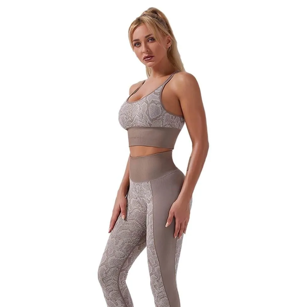 Animal Print Seamless Fitness Legging & Top Set