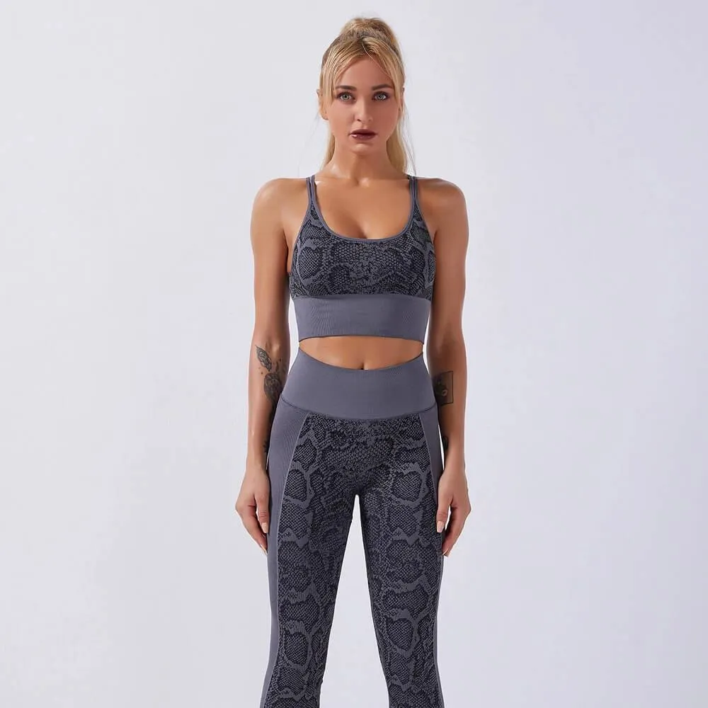 Animal Print Seamless Fitness Legging & Top Set