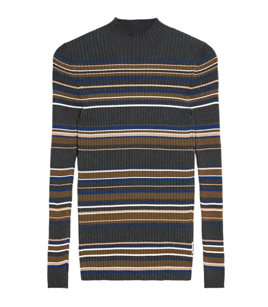 ARMEDANGELS Alaania new stripes turtleneck steel melange faded indigo women