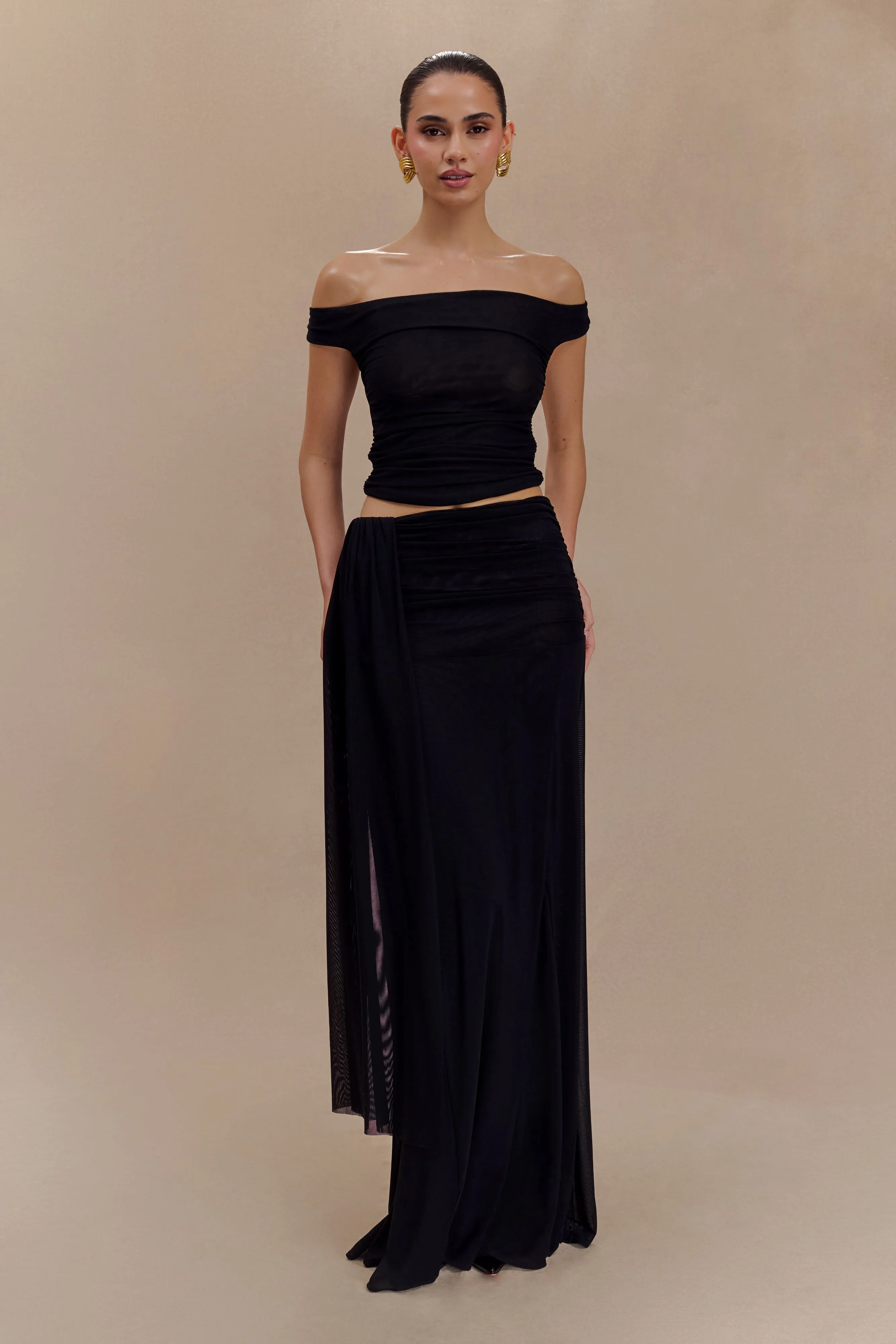 Arna Mesh Maxi Skirt - Black