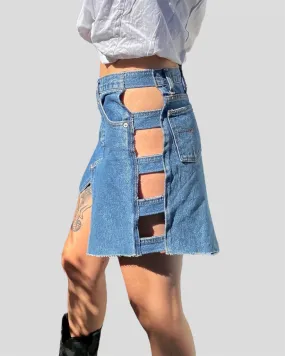 ASYMMETRICAL DENIM MINI SKIRT