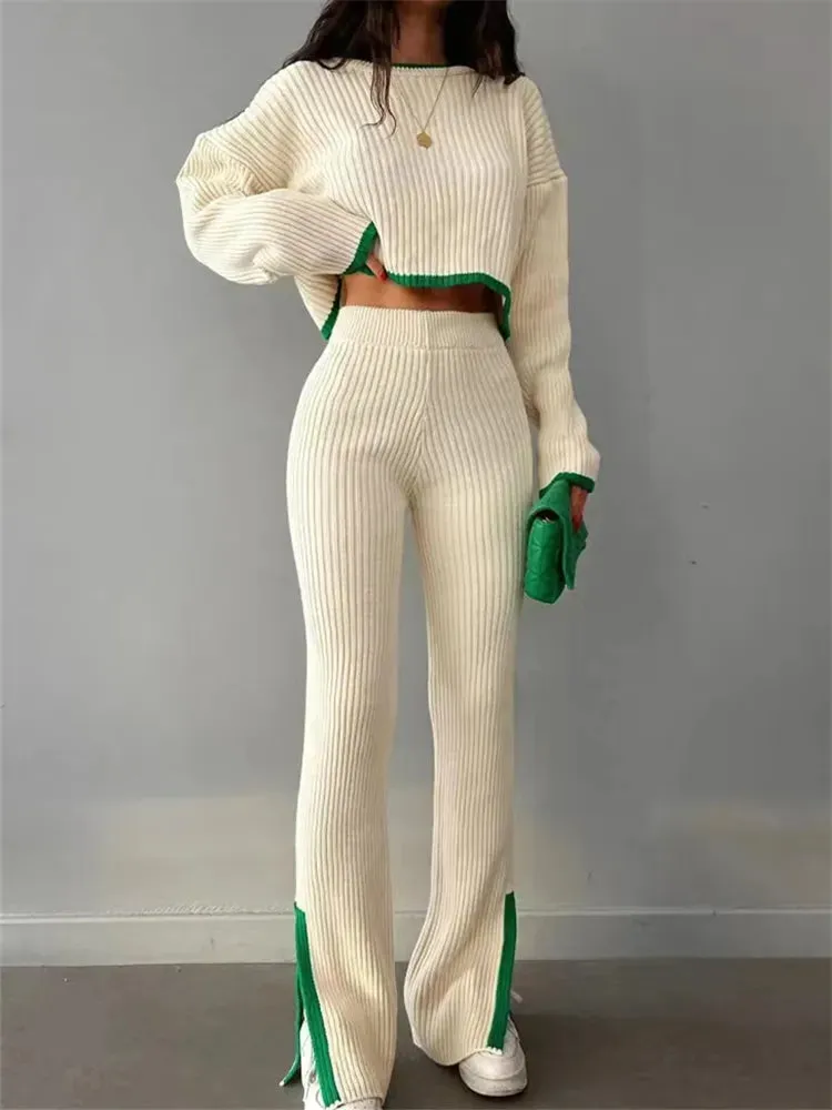 Autumn Winter 2 Pieces Women's Outfit Knitted Tracksuit*