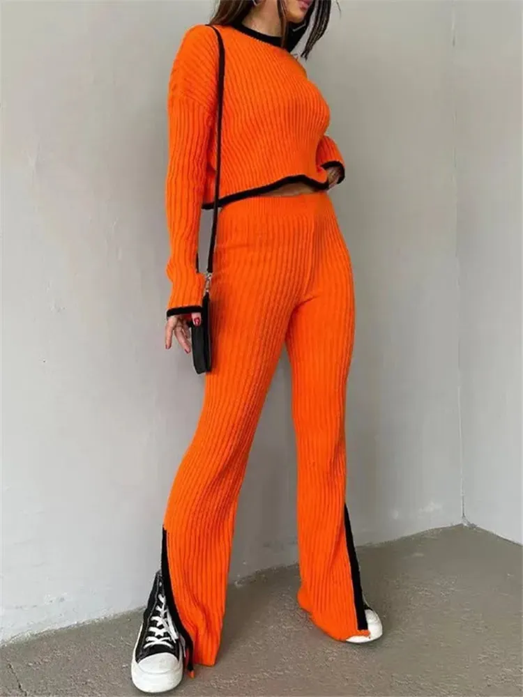 Autumn Winter 2 Pieces Women's Outfit Knitted Tracksuit*