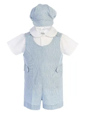 Baby Boys Light Blue Hat Shirt Romper Easter Set 3-24 Months