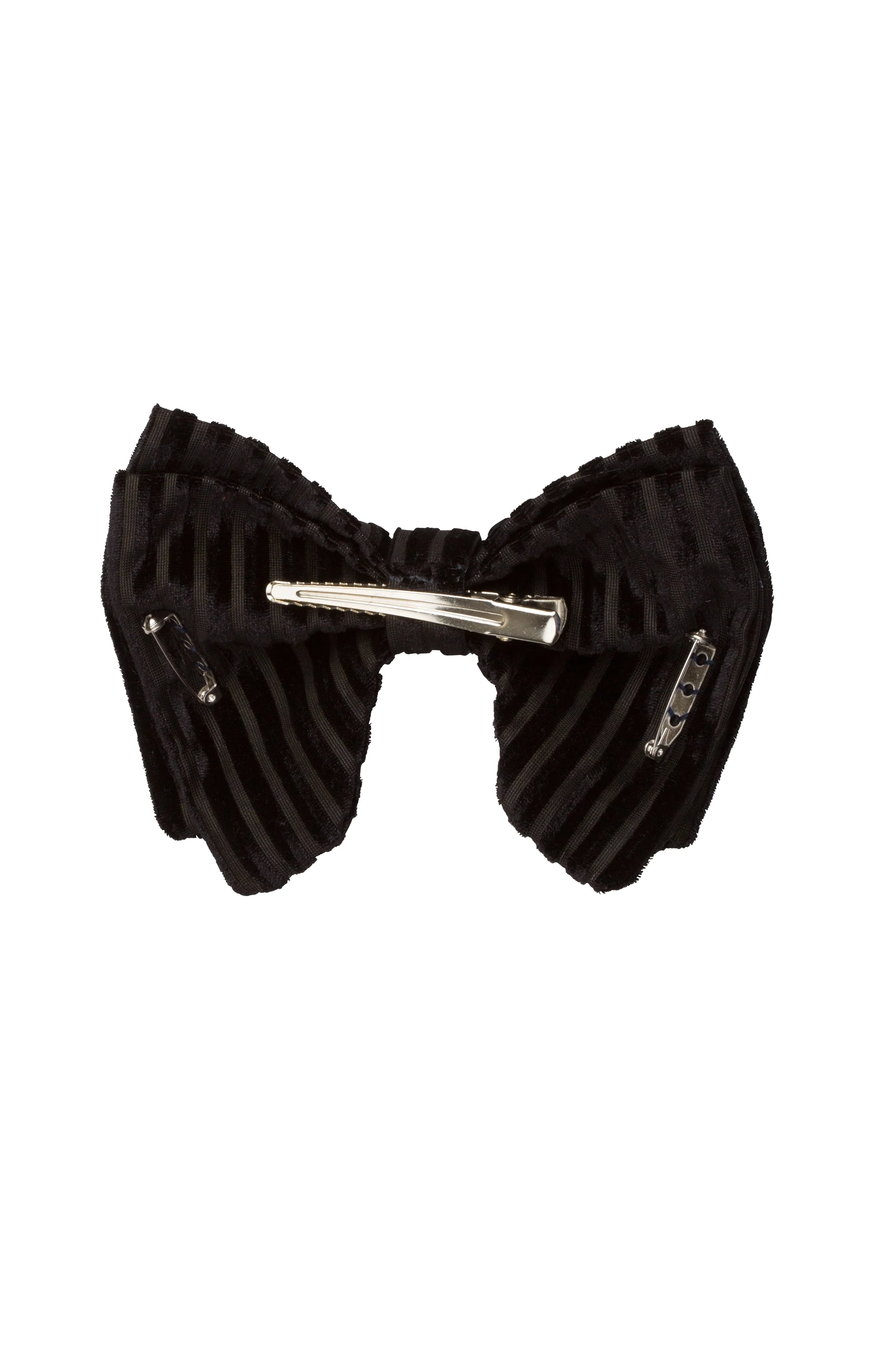 Beauty & The Beast Bowtie/Hair Clip - Black Velvet Stripe