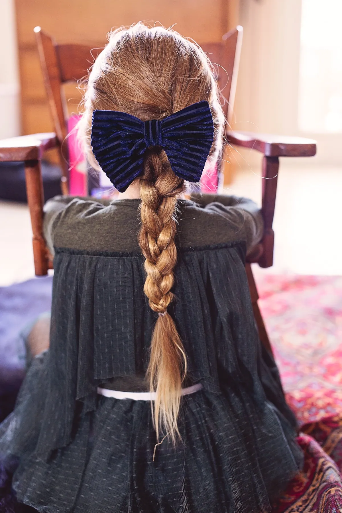 Beauty & The Beast Bowtie/Hair Clip - Black Velvet Stripe