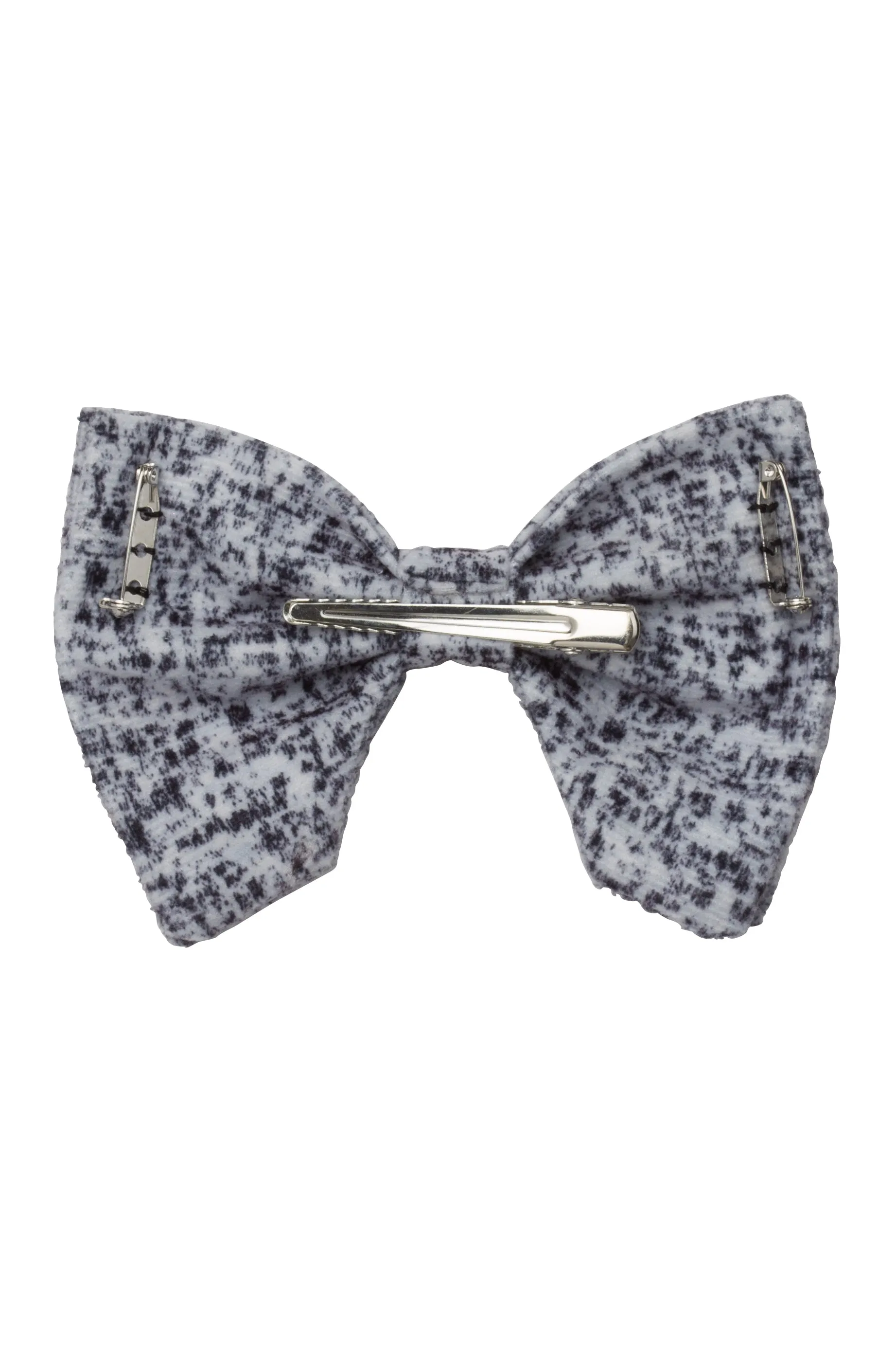 Beauty & The Beast Bowtie/Hair Clip - Black/White Speckled Velvet