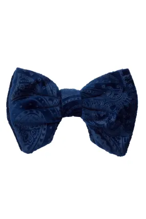 Beauty & The Beast Bowtie/Hair Clip - Navy Paisely Suede