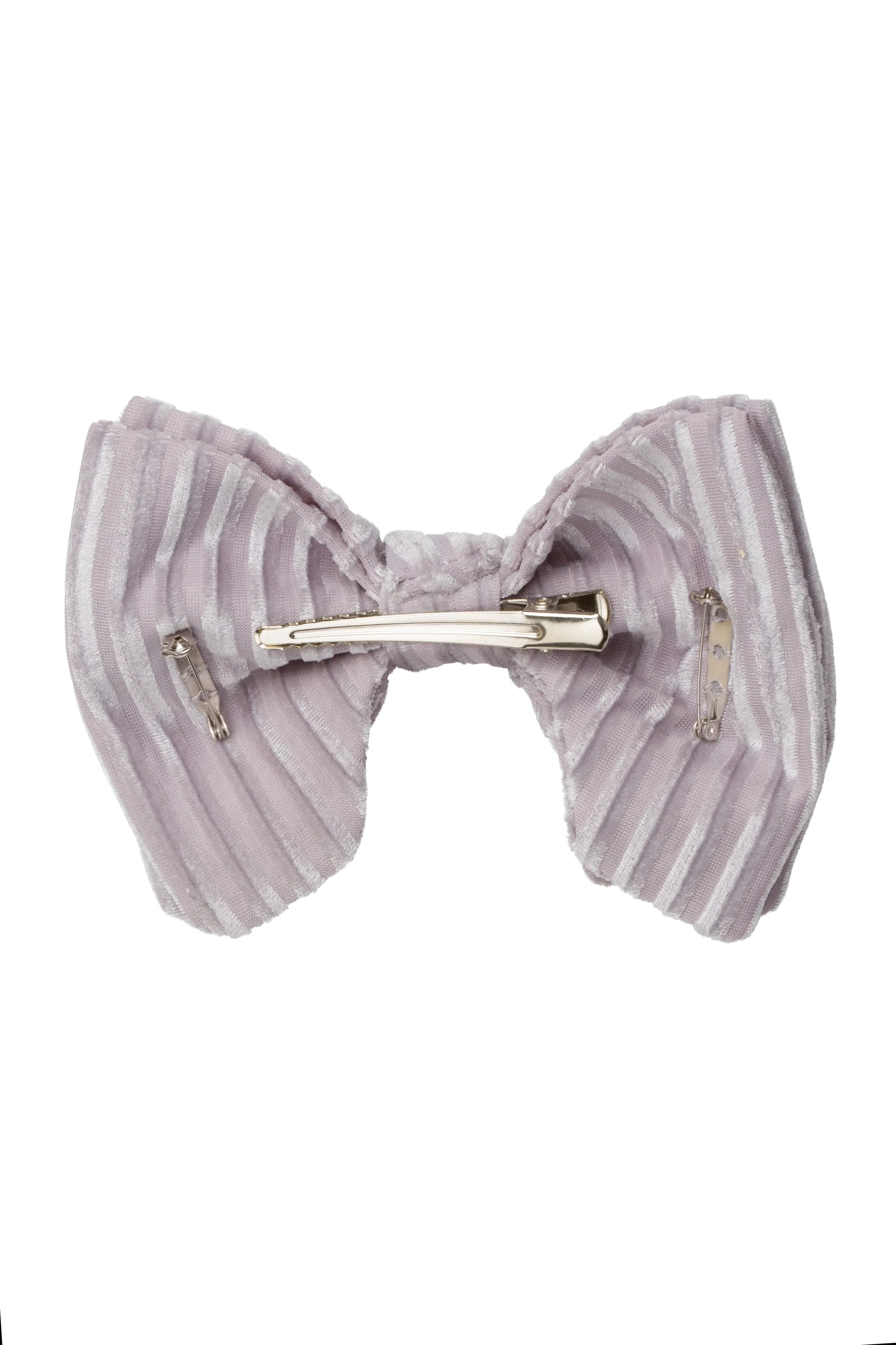 Beauty & The Beast Bowtie/Hair Clip - Silver Velvet Stripe