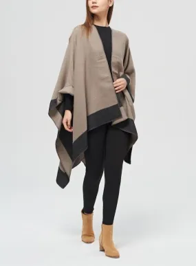 Beige and Black Reversible Cape