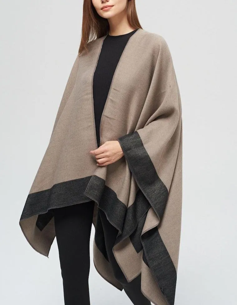 Beige and Black Reversible Cape