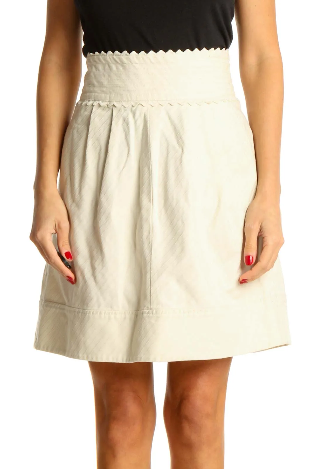 Beige Chic A-Line Skirt