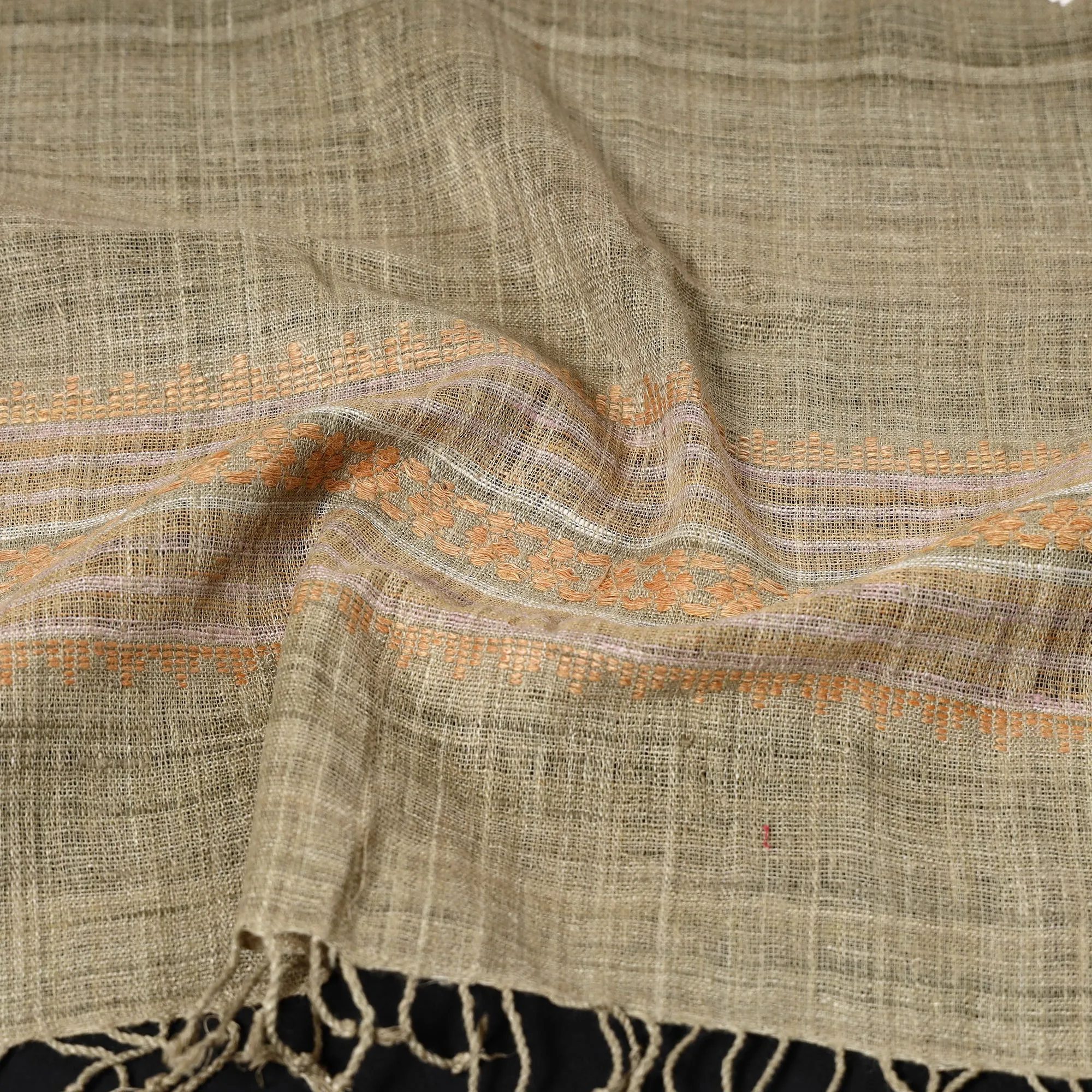 Beige - Traditional Handspun Handloom Eri Silk Natural Dyed Stole