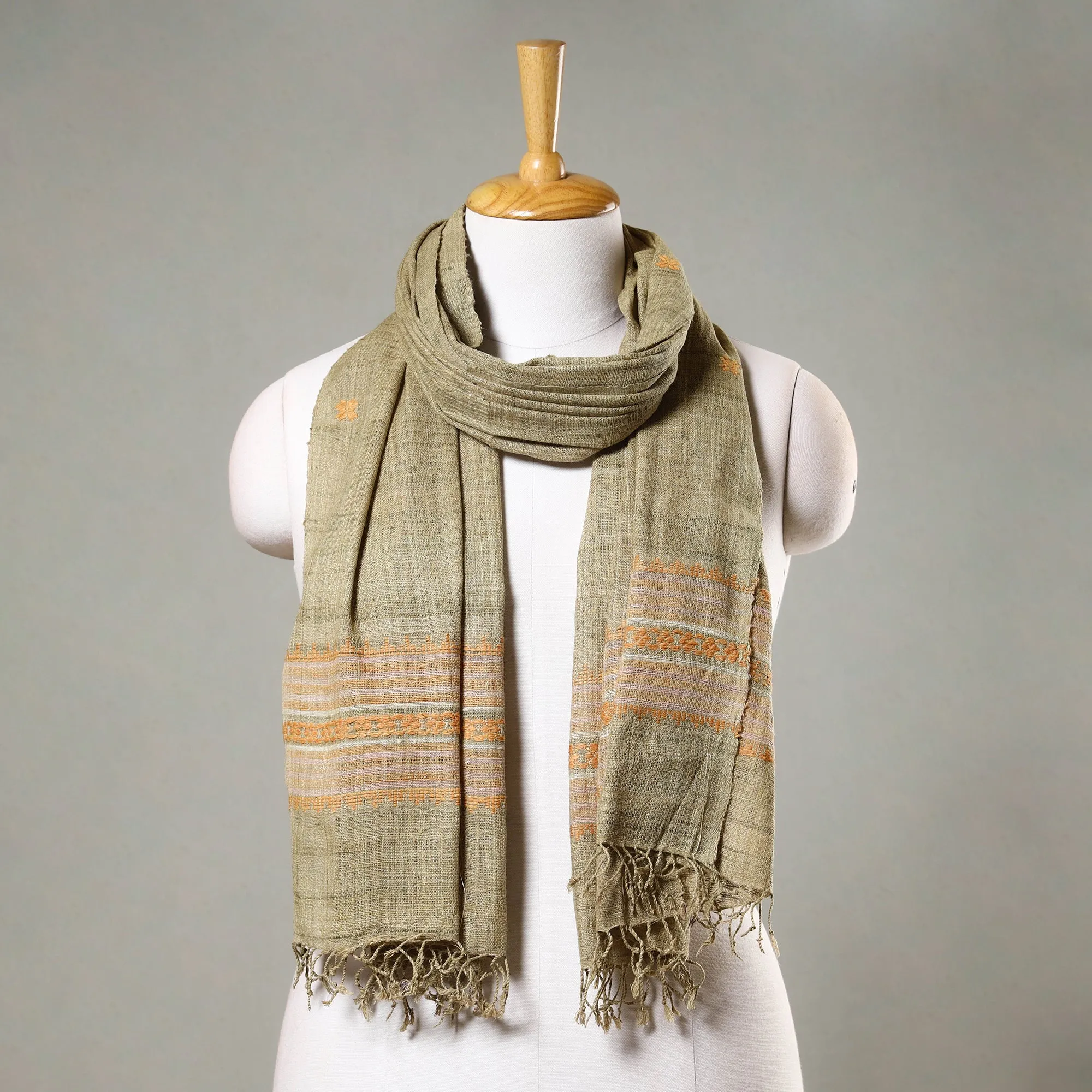 Beige - Traditional Handspun Handloom Eri Silk Natural Dyed Stole