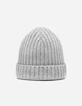 Bhode Rib Beanie Hat (Lambswool) - Light Grey