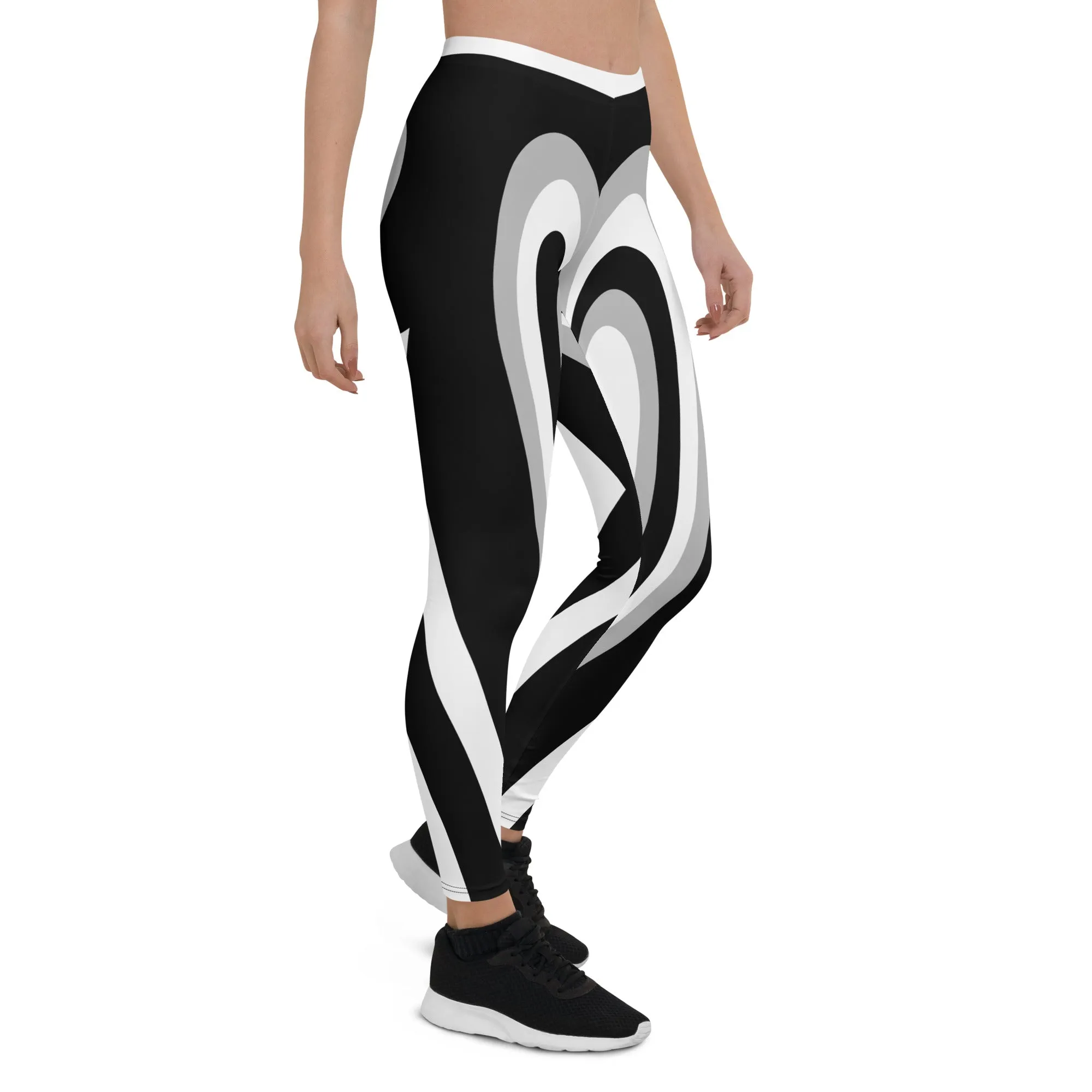 Black & White Heart Shaped Tunnel Leggings