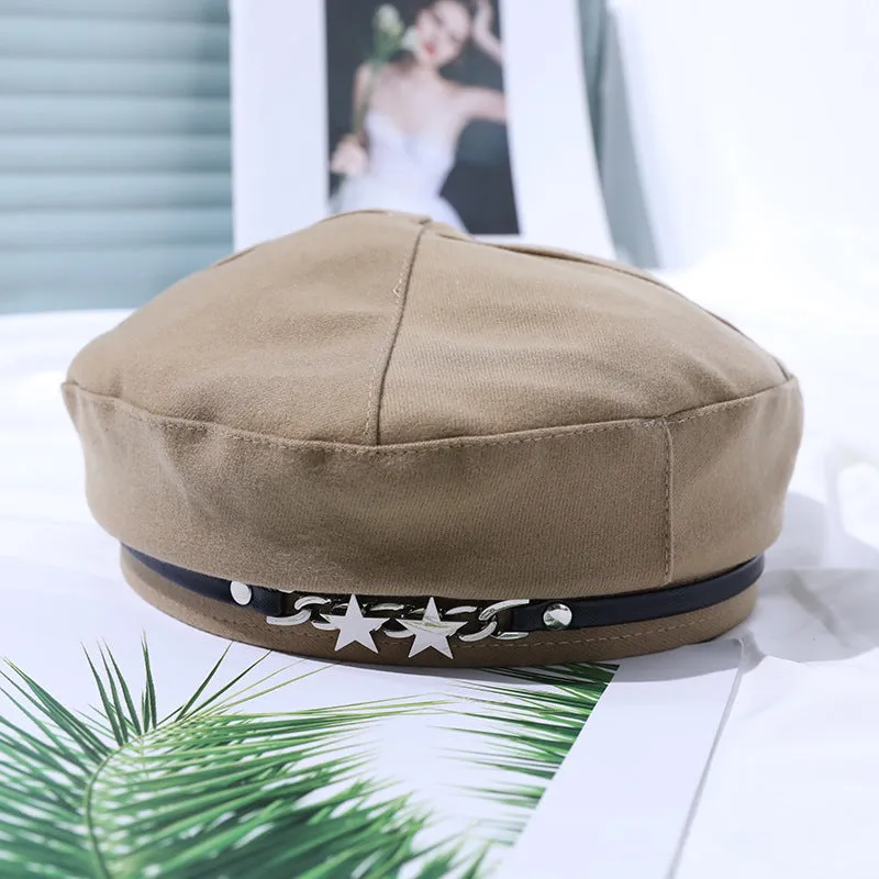 Black Art Cap Outdoor Beret Women Autumn Winter Fashion Retro Metal Painter Hat