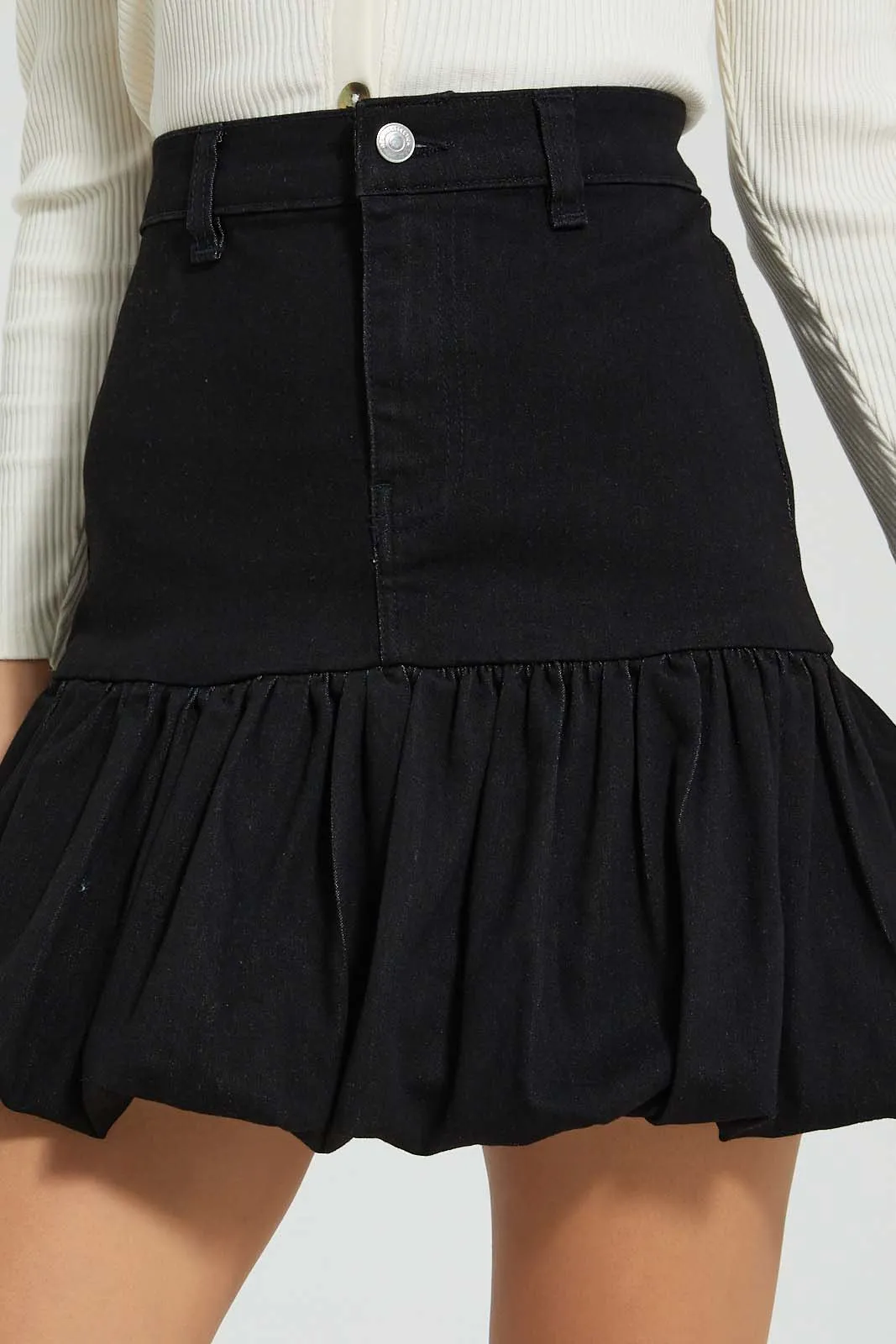 Black Bubble Hem Skirt