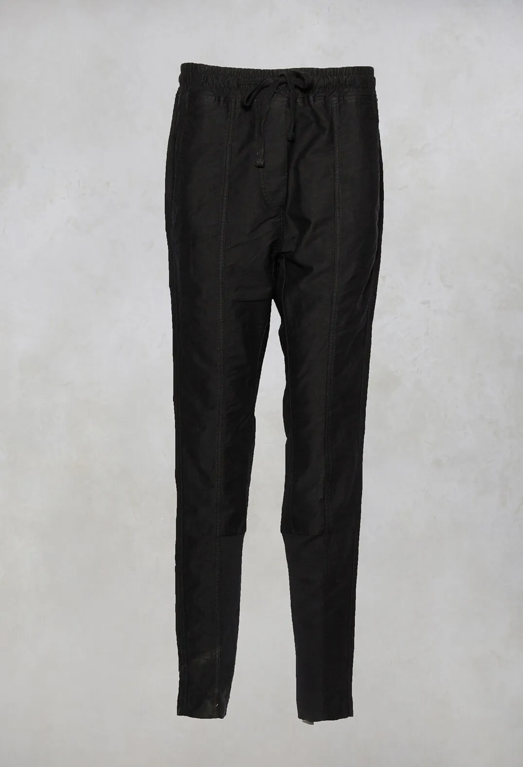 Black Cotton Trousers with Elasticated Waist in Black