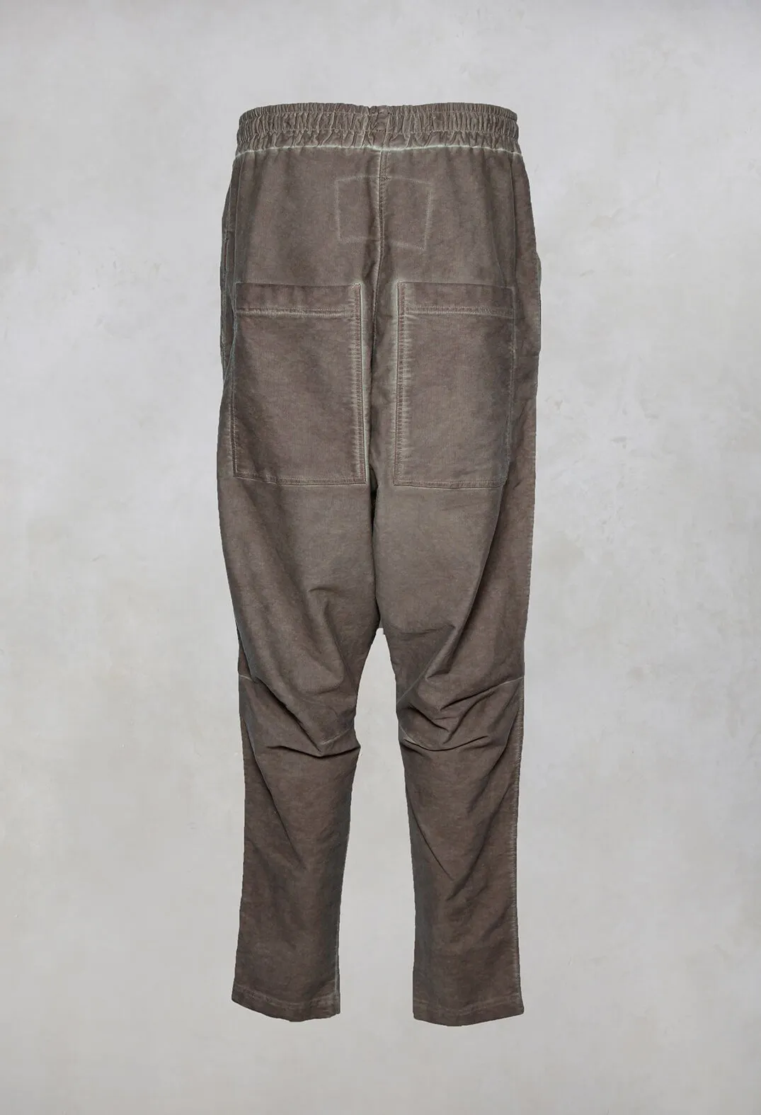 Black Cotton Trousers with Elasticated Waist in Taupe Cloud