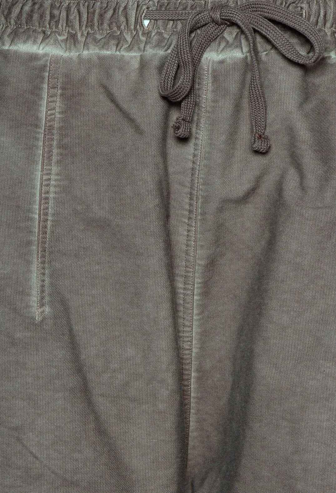 Black Cotton Trousers with Elasticated Waist in Taupe Cloud