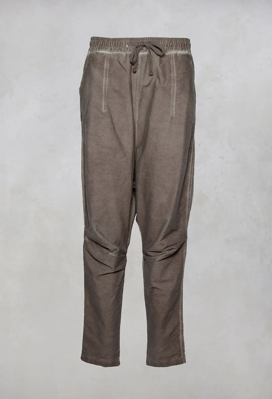 Black Cotton Trousers with Elasticated Waist in Taupe Cloud