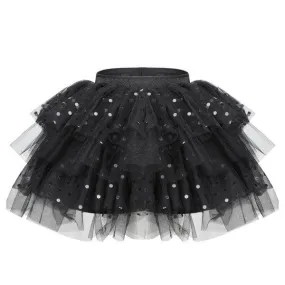 BLACK LAYERED NET SKIRT