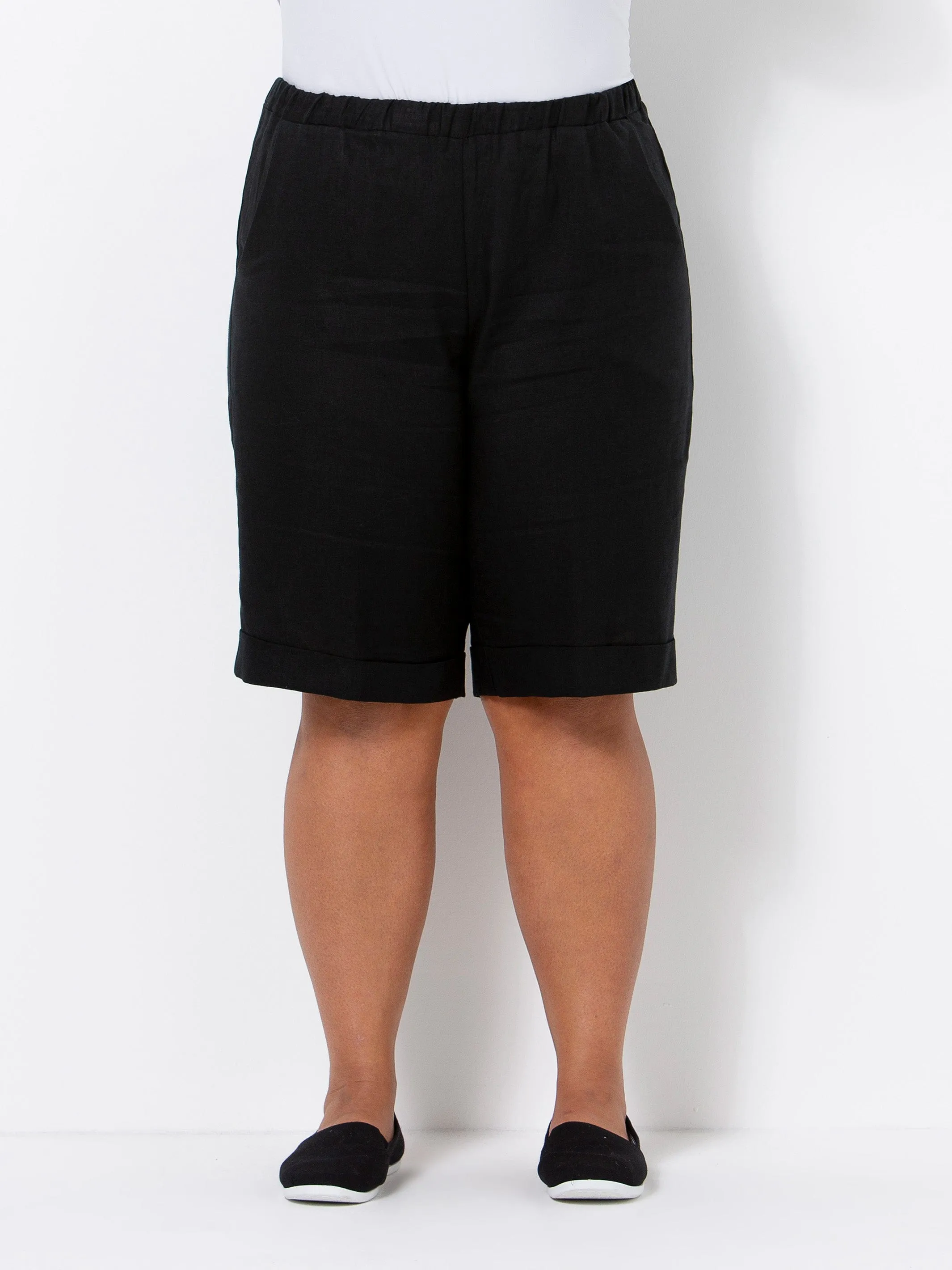 Black Linen Shorts