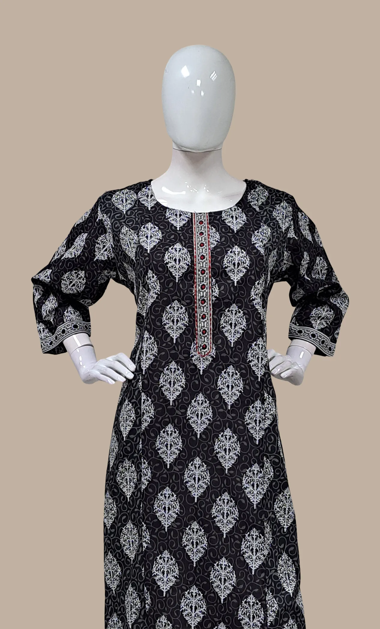 Black Printed Kurti Top