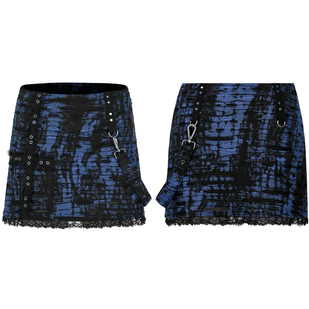 Black/Blue Tattered Skirt