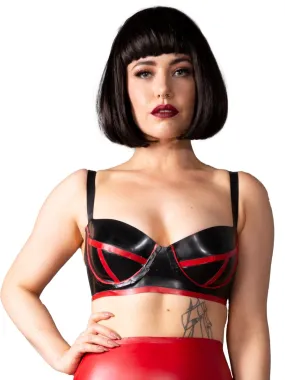 Bordello Latex Bra in Black & Red