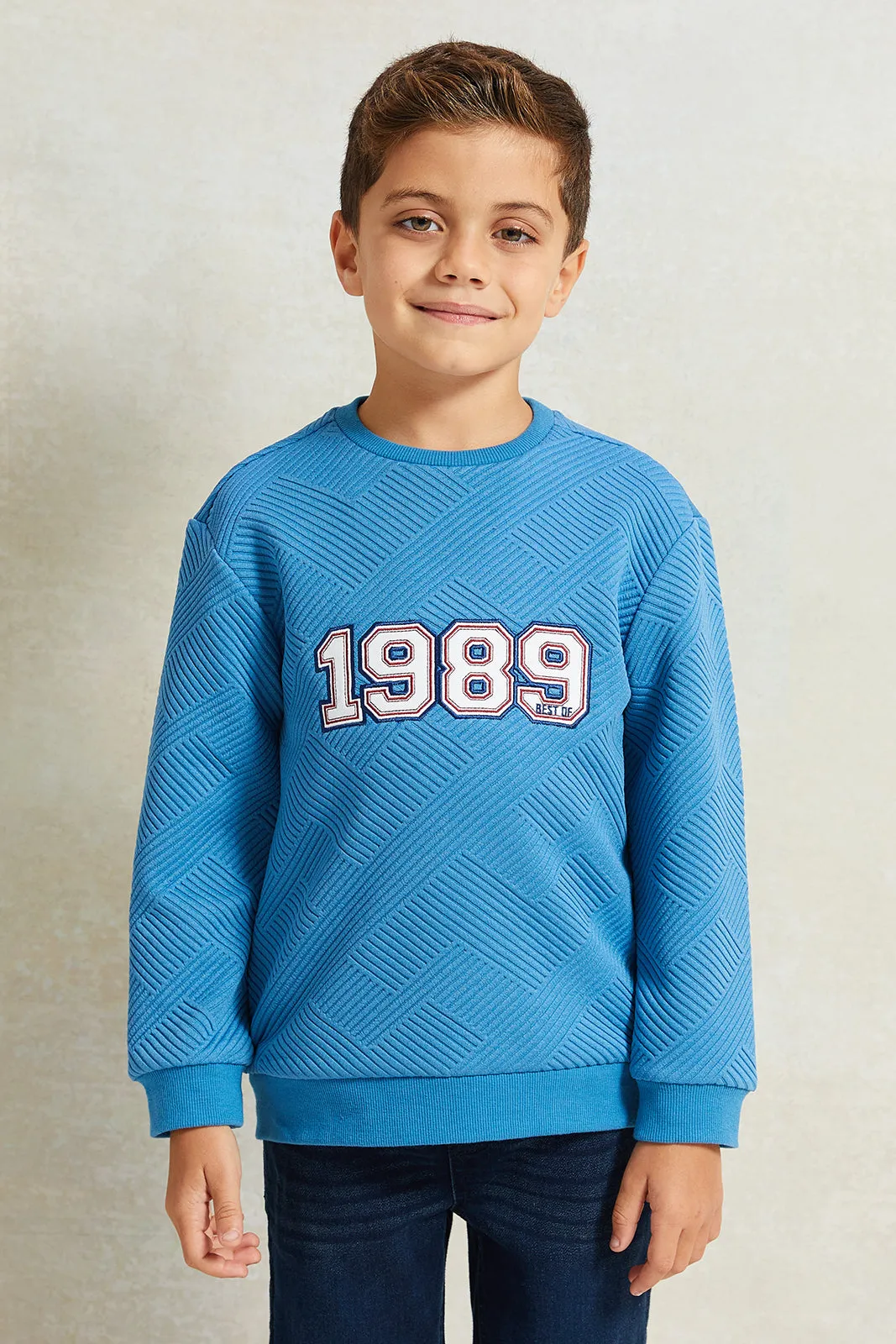 Boys Blue Jacquard Sweatshirt