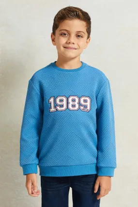 Boys Blue Jacquard Sweatshirt