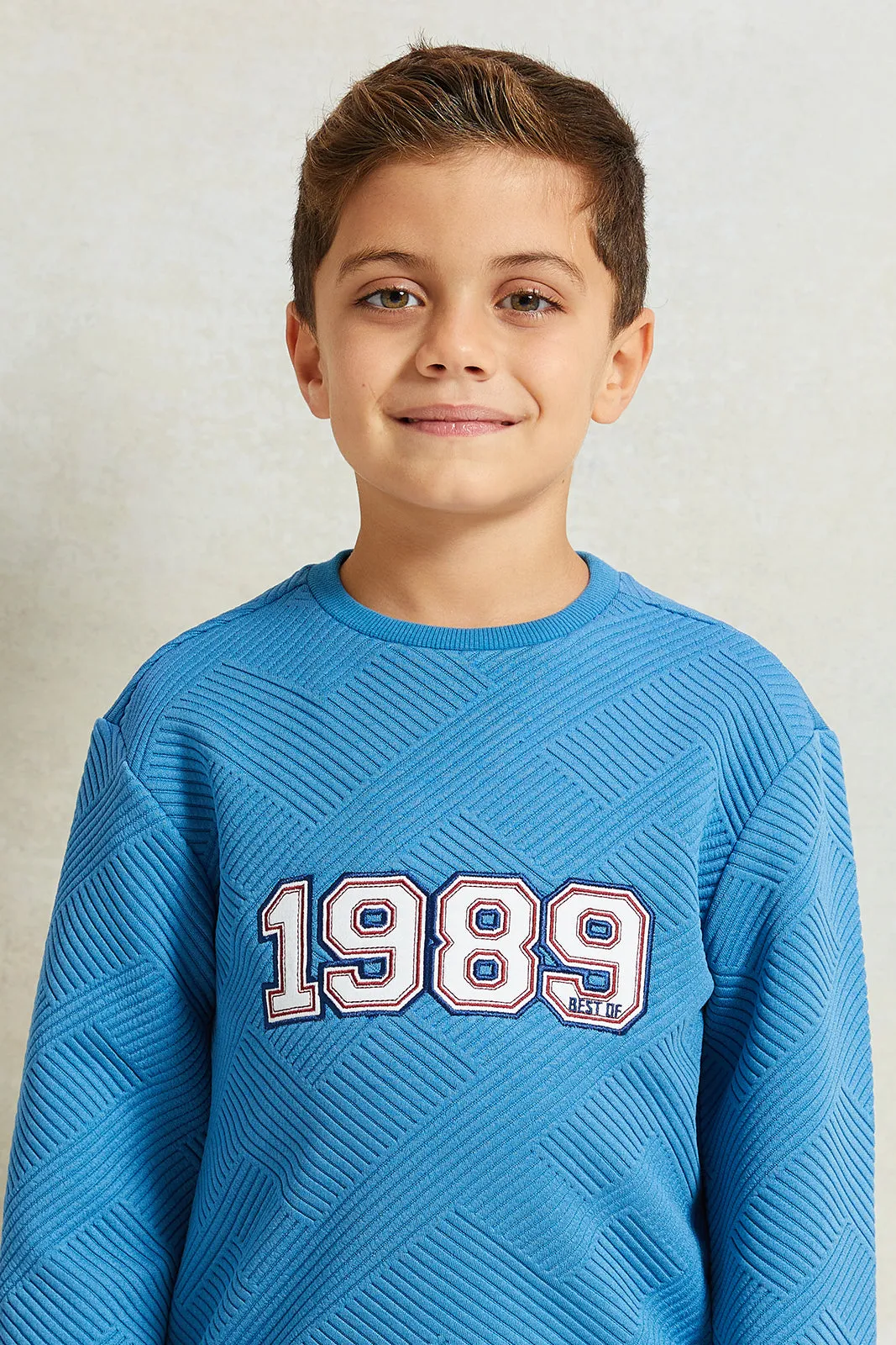 Boys Blue Jacquard Sweatshirt