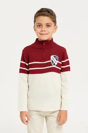 Boys Brown High-Neck Sweater