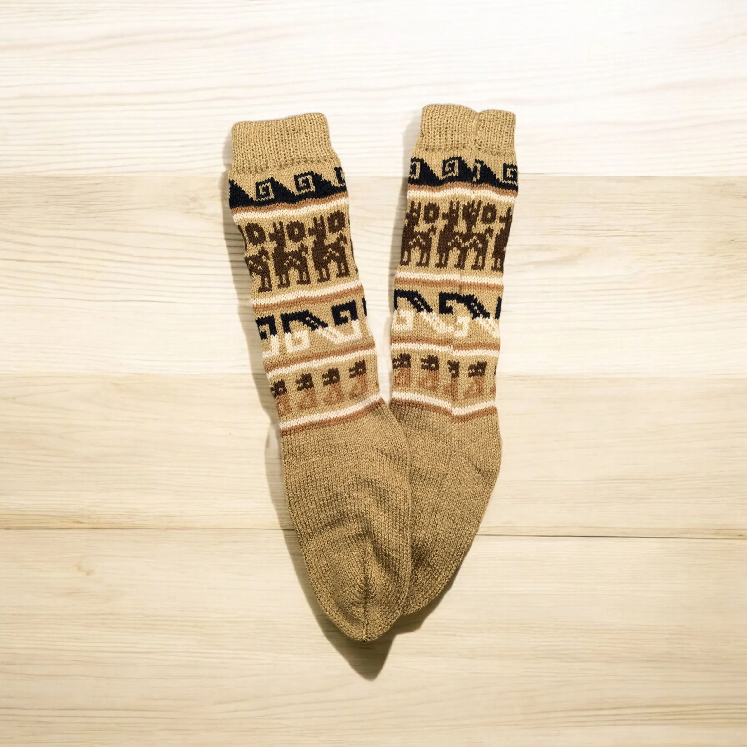 Brown and Black Alpaca Wool Socks