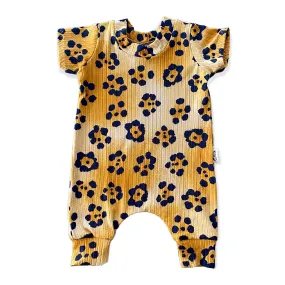 Brown Cheetah Flowers Harem Romper